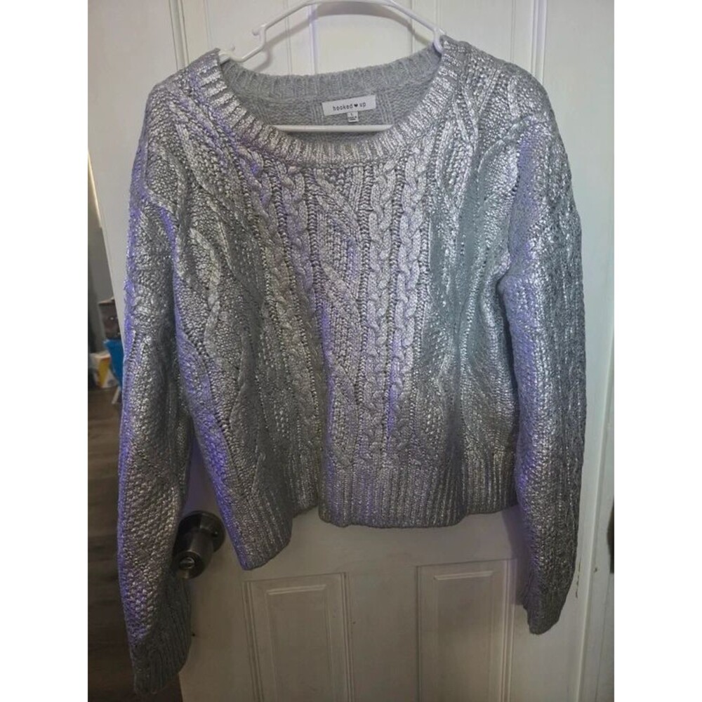 hooked up silver cropped sweater